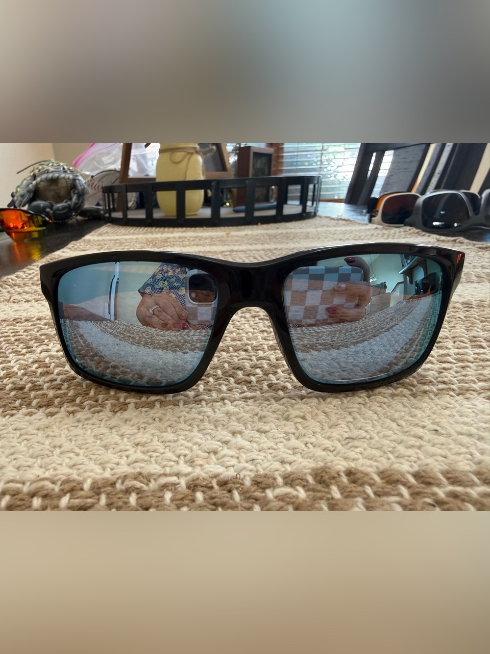 Oakley Holbrook Black Frame Sunglasses with Blue Lenses